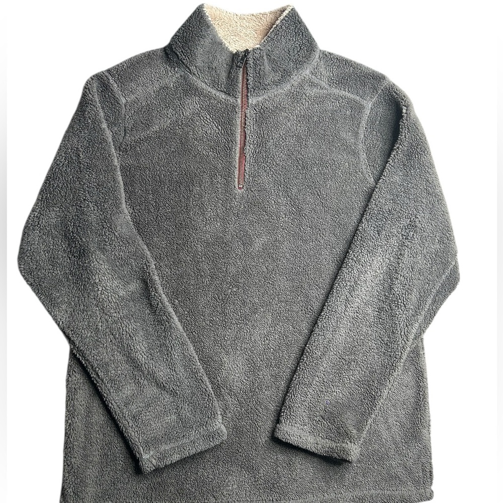 Trinity Men’s Gray‎ Sherpa Fleece Quarter Zip Pullover Jacket Size Large
